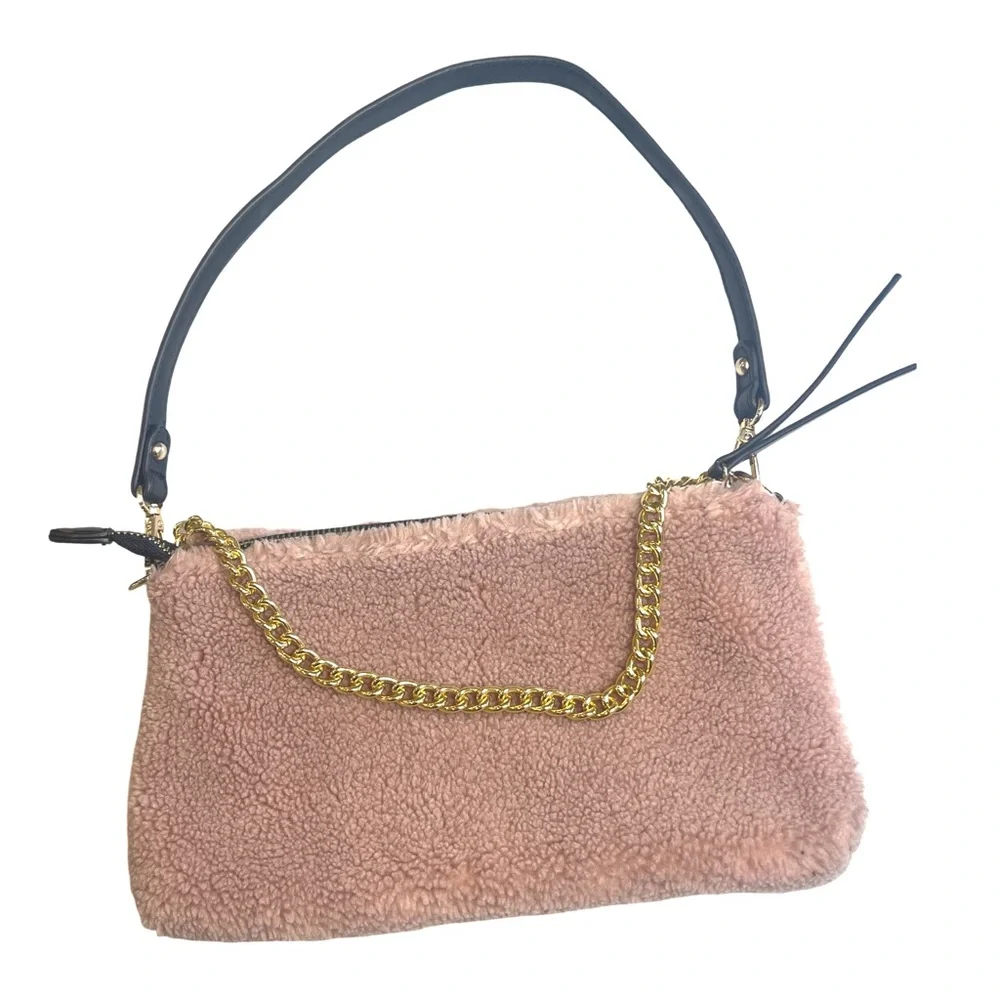 Like Dreams Sherpa Mauve Demi Envelope Shoulder Bag